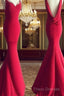 Simple Red Mermaid Long Formal Prom Dress, Red Formal Dress
