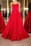 Simple red satin long Formal Prom Dresses, red backless long evening Dresses