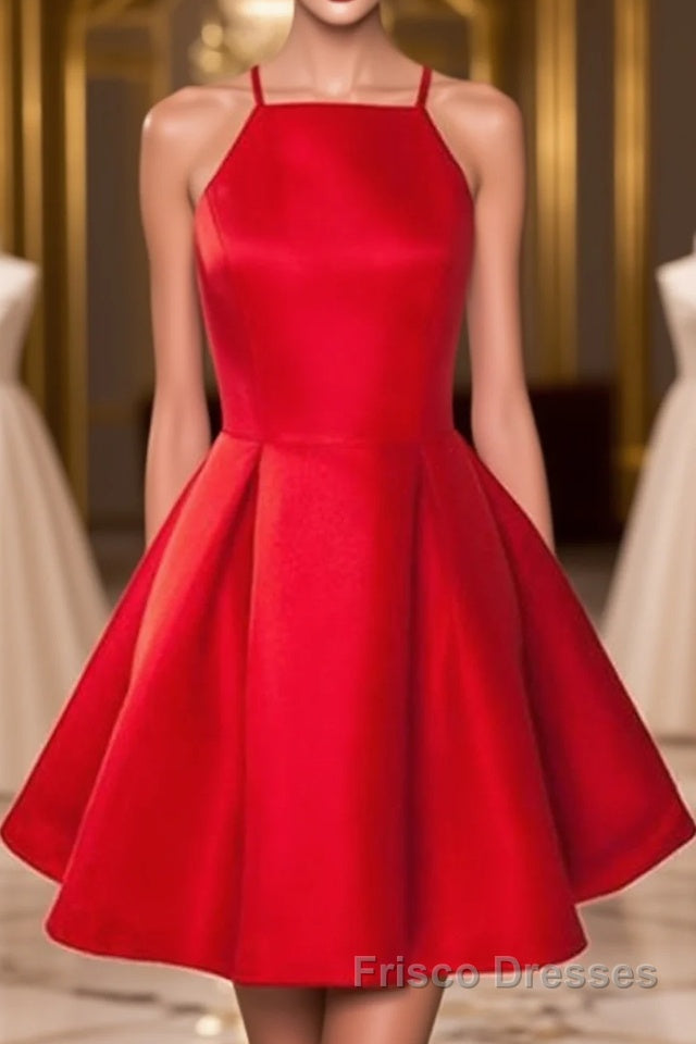 Simple Red Short Formal Prom Homecoming Dresses, Short Red Mini Formal Graduation Evening Dresses Main image