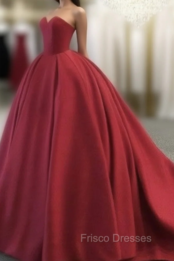 Simple Red Sweetheart Neck Red Long Formal Prom Gown, Red Evening Dress