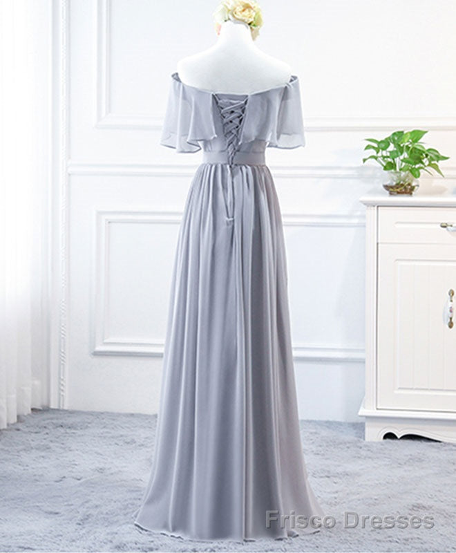 Simple Round Neck Chiffon Long Prom Dress, Bridesmaid Dress Secondary image