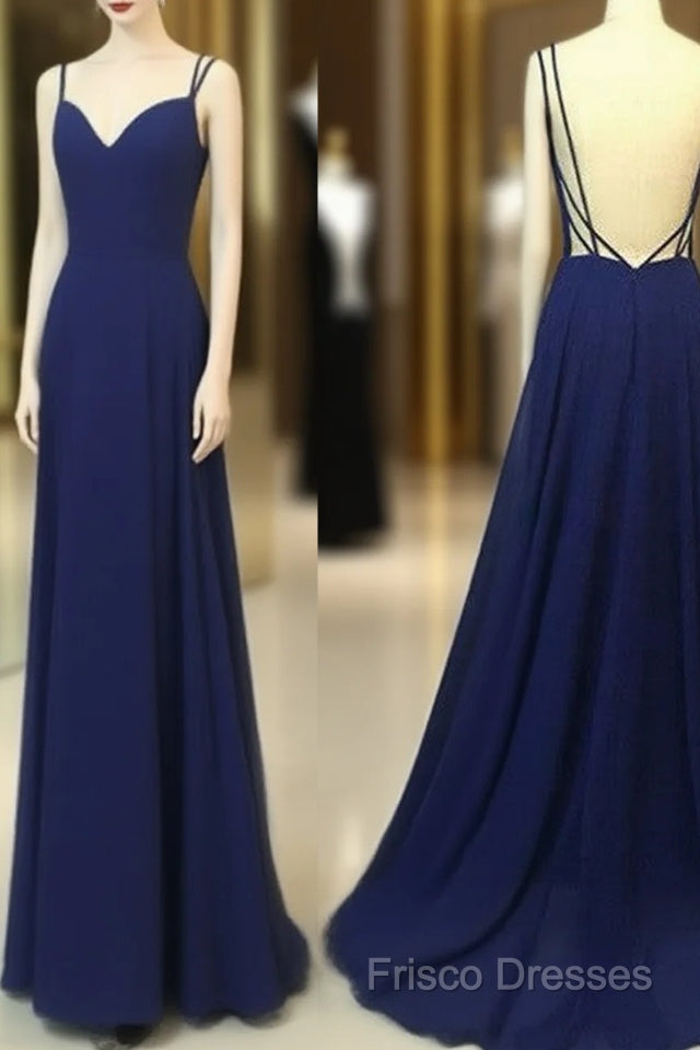 Simple Royal Blue Long Formal Prom Dress, Backless Formal Dress
