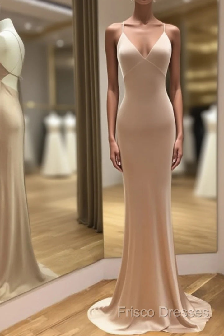 Simple Satin V-Neck Empire Mermaid Formal Prom Dress Main image