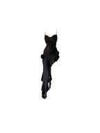 Simple Sheath Spaghetti Straps Black Satin Vacation Beach Dress Long Birthday Dresses