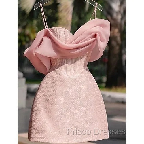 Simple Sheath Straps Pink Homecoming Dress 16Th Birthday Outfits Secondary image