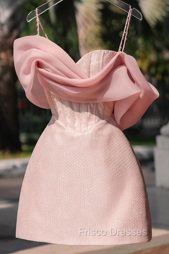 Simple Sheath Straps Pink Homecoming Dress 16Th Birthday Outfits