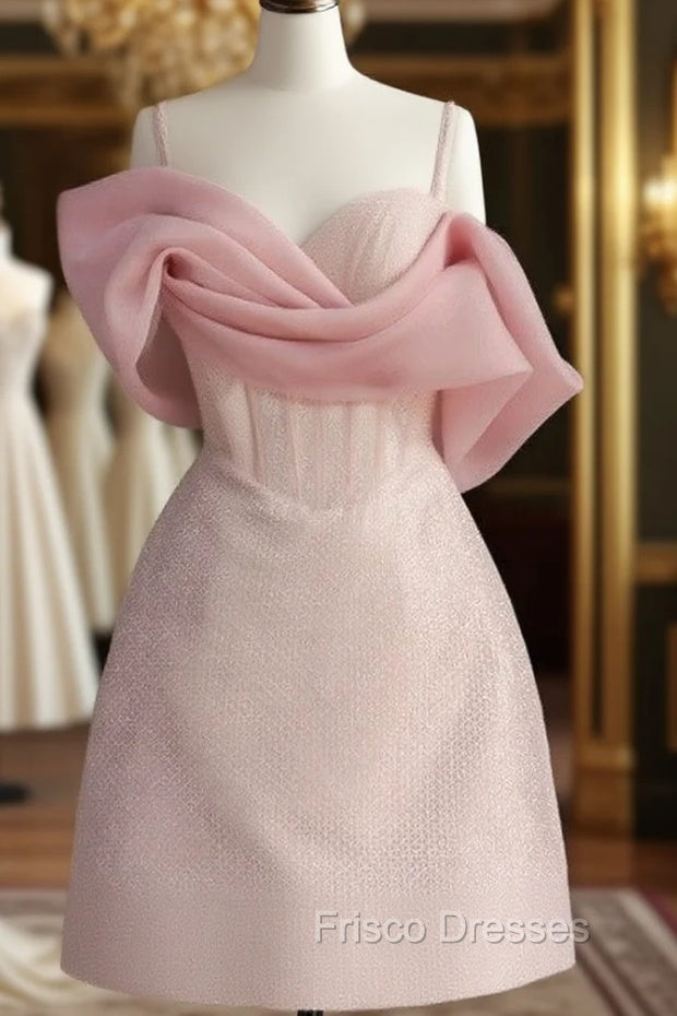 Simple Sheath Straps Pink Homecoming Dress 16Th Birthday Outfits Main image