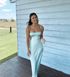 Simple Spaghetti Straps Long Prom Dress Birthday Outfit