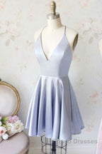 Simple Spaghetti Straps V-Neck Short Formal Prom Dress/Homecoming Dress