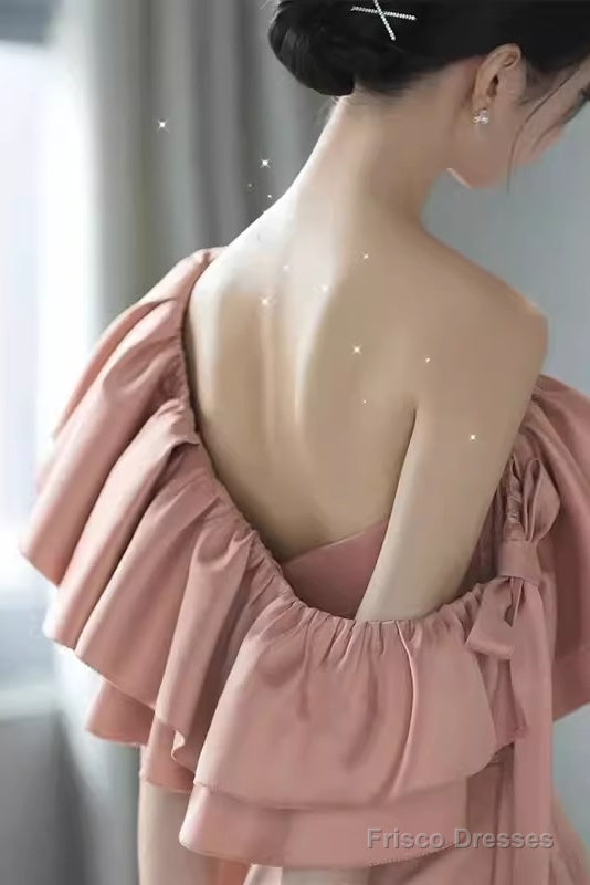 Simple Strapless Pink Long Prom Dress