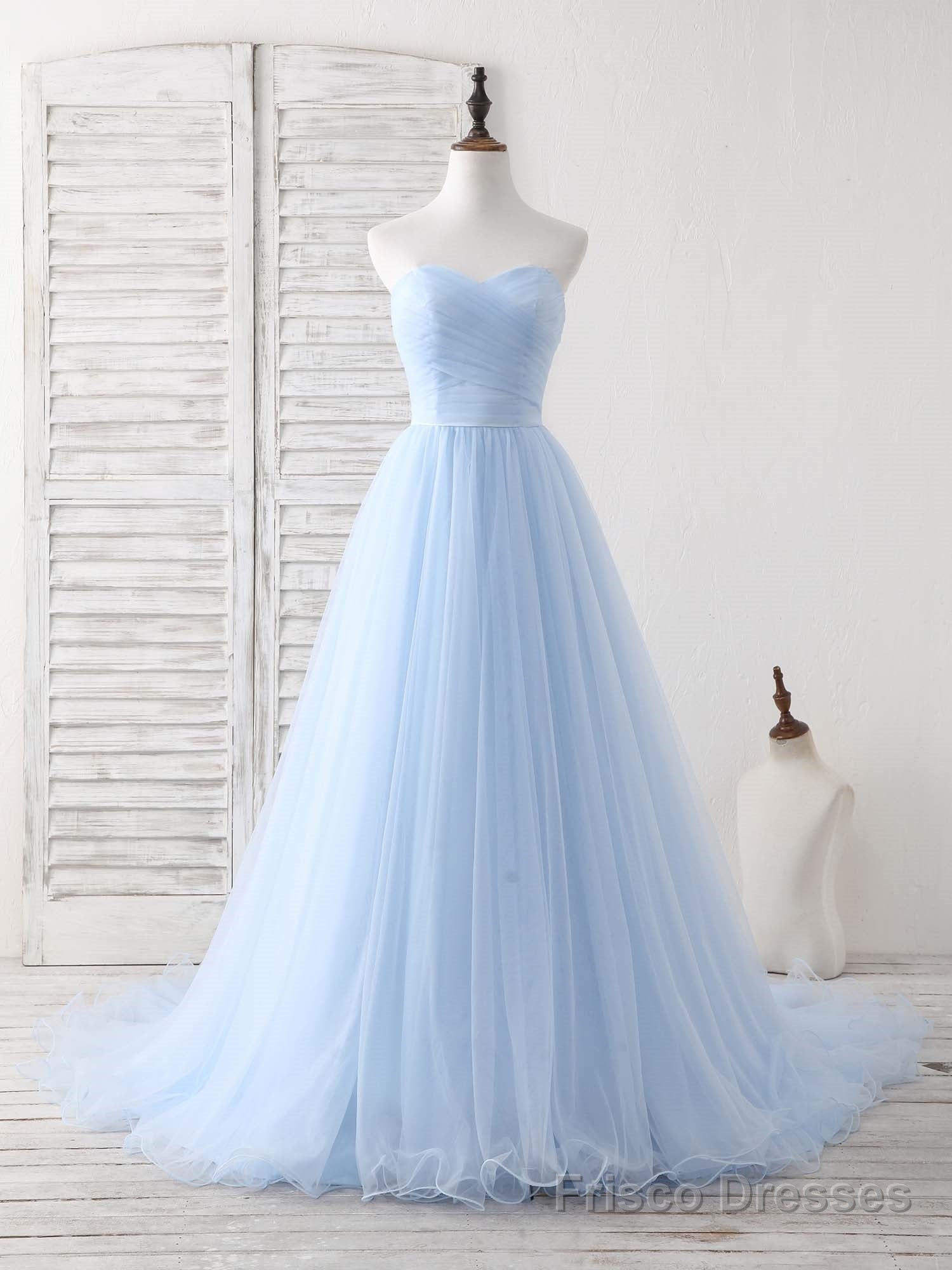 Simple Sweetheart Blue Tulle Long Prom Dress Blue Evening Dress Secondary image