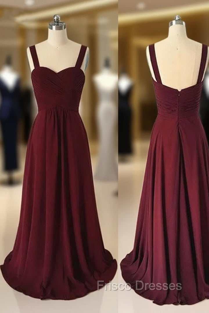 Simple Sweetheart Burgundy Long Formal Prom Dress, Burgundy Evening Dress