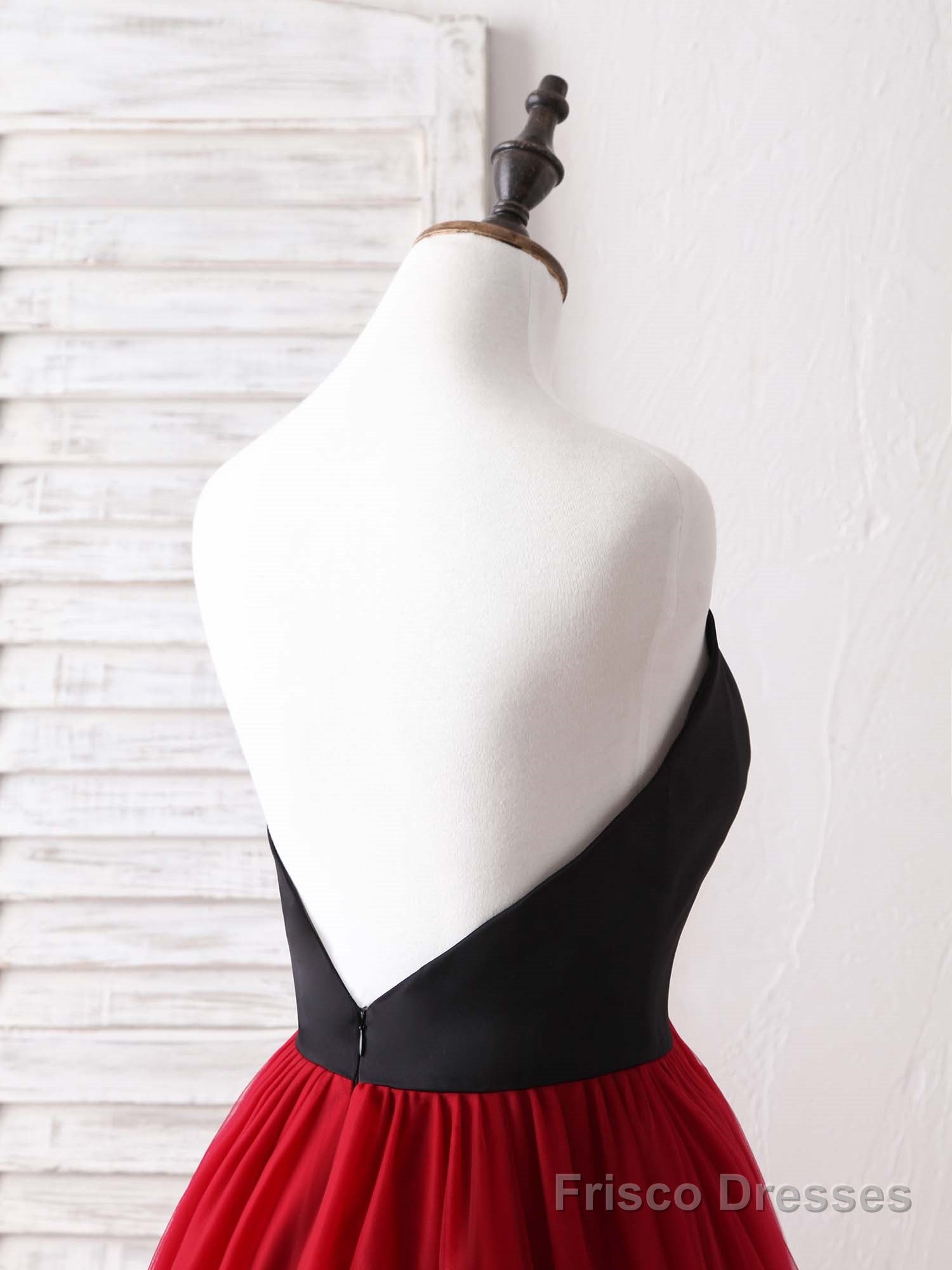 Simple Sweetheart Burgundy Tulle Long Prom Dress, Evening Dress