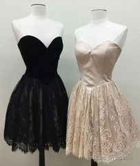 Simple Sweetheart Lace Short Prom Dress, Cute Homecoming Dress