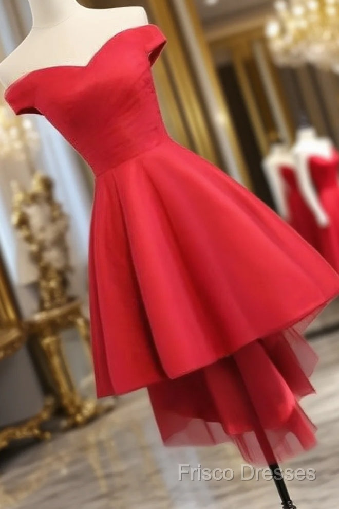 Simple Sweetheart Off Shoulder High Low Party Dress Homecoming Dress, Short Formal Prom Dress Main image
