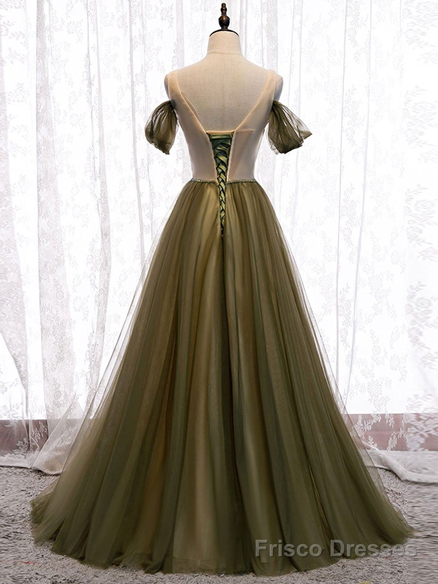 Simple sweetheart tulle green long prom dress, green evening dress Secondary image