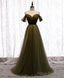 Simple Sweetheart Tulle Off Shoulder Long Prom Dress, Aline Tulle Formal Dress