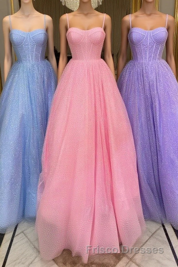 Simple tulle sequin long Formal Prom Dress, tulle Formal Prom Dress Main image