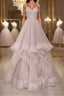 Simple v neck A-line tulle long Formal Prom Dresses sweet 16 Dresses