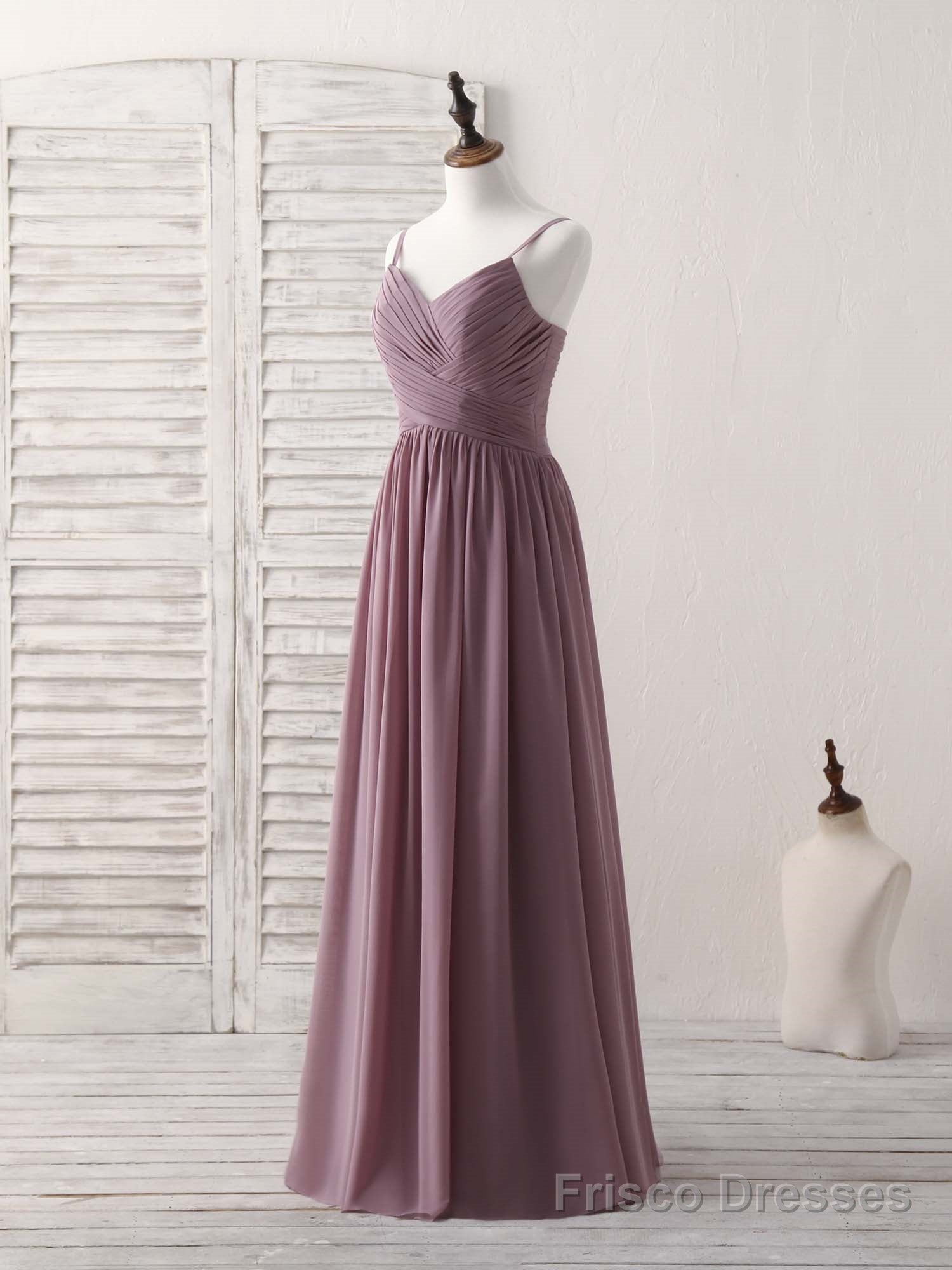 Simple V Neck Chiffon Long Prom Dress Dark Pink Bridesmaid Dress Secondary image