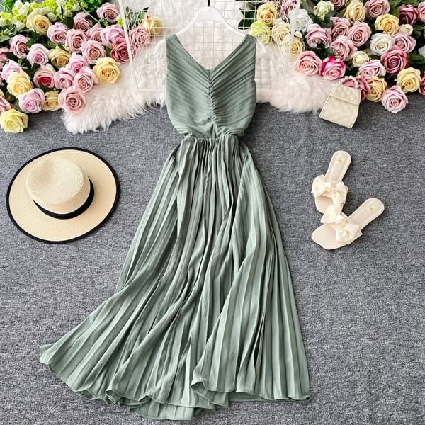 Simple V-Neck Dress Sleeveless Dress