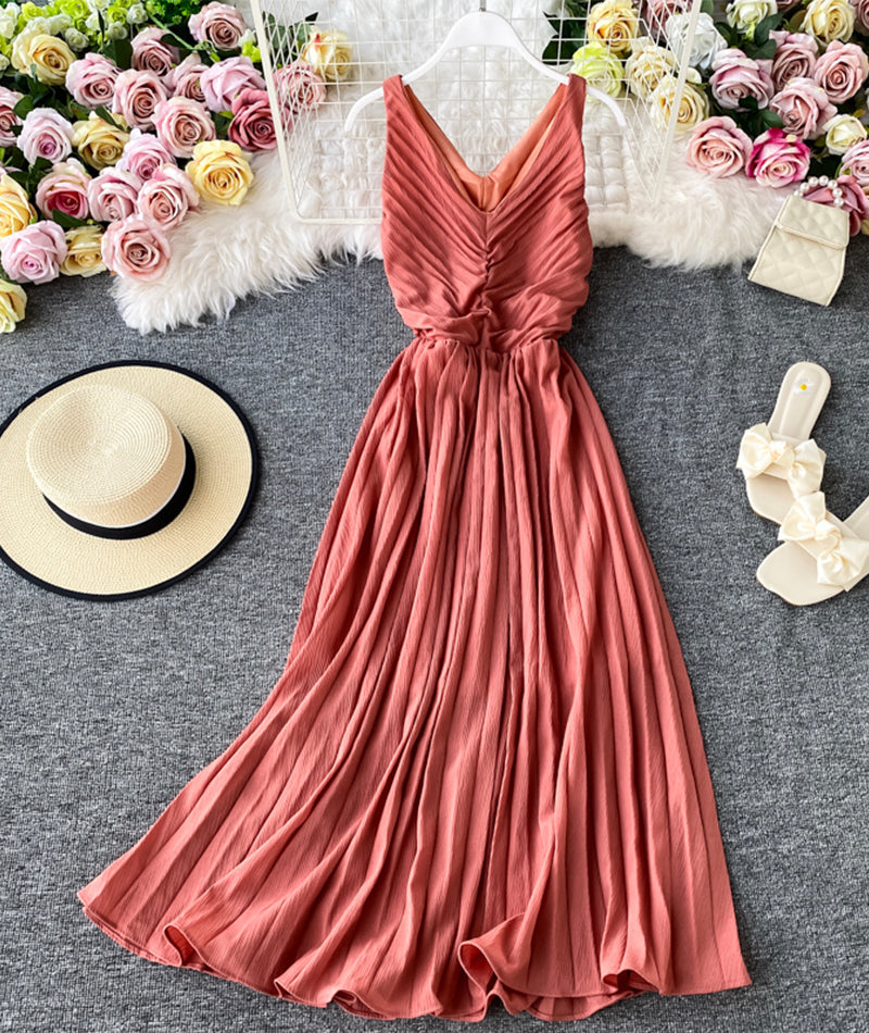 Simple V-Neck Dress Sleeveless Dress