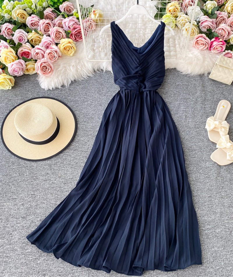 Simple V-Neck Dress Sleeveless Dress