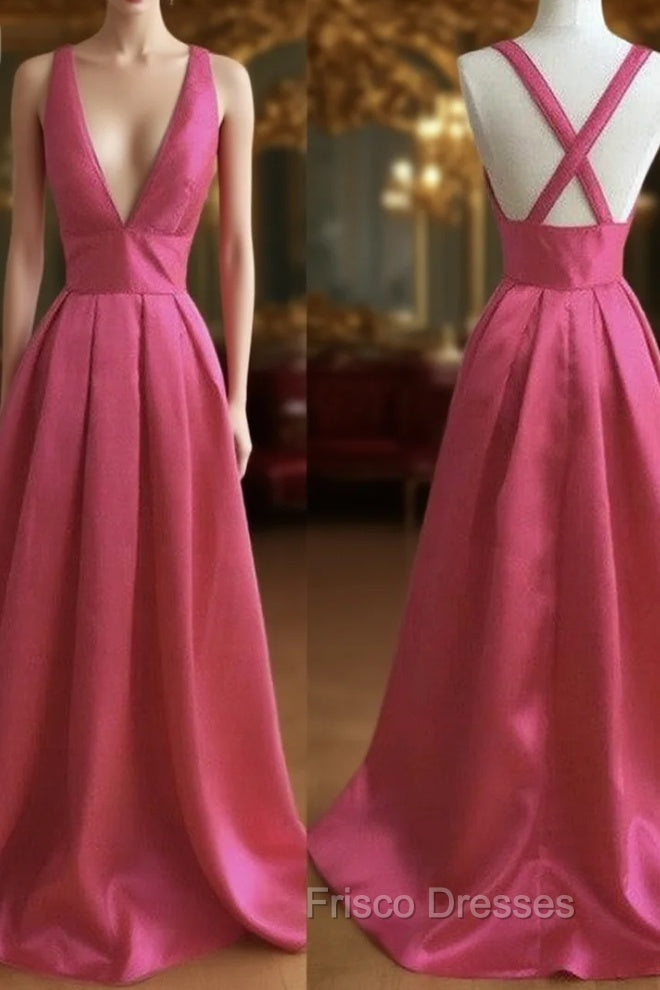 Simple V Neck Long Formal Prom Dress, Evening Dress, Formal Dress Main image