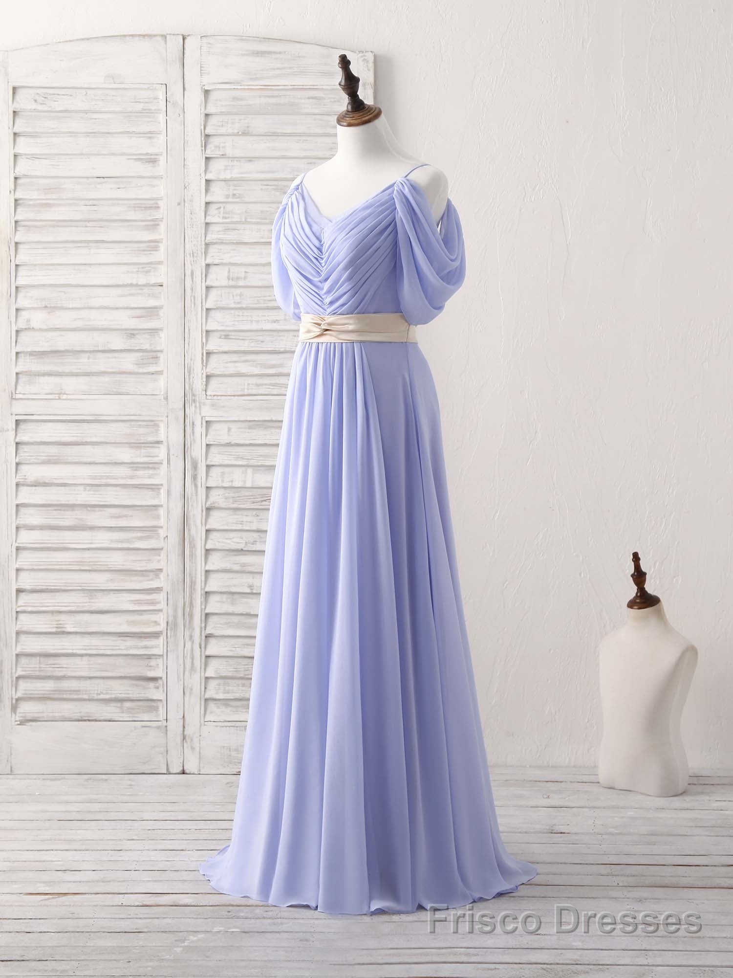 Simple V Neck Off Shoulder Chiffon Long Prom Dress Evening Dress Main image