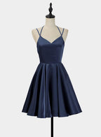 Simple V-Neckline Short Straps Halter Homecoming Dresses,Teen Dress, Summer Dress