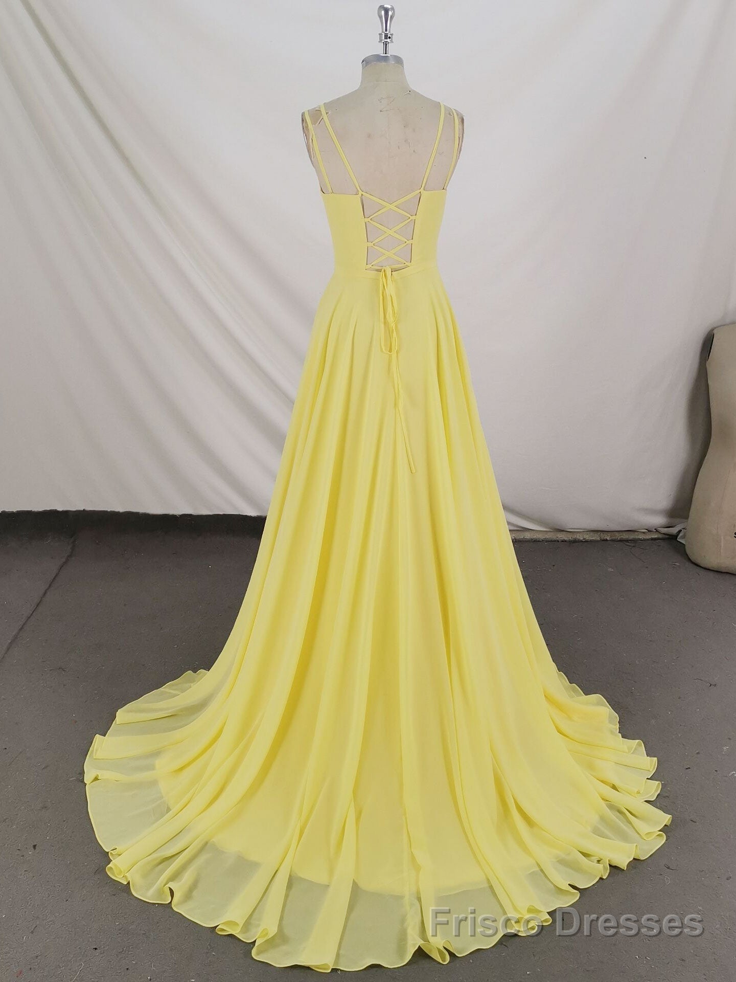 Simple Yellow Chiffon Long Prom Dress Yellow Evening Dress Secondary image