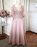 Sleeved Mother Of The Bride Dress With 3D Flowers