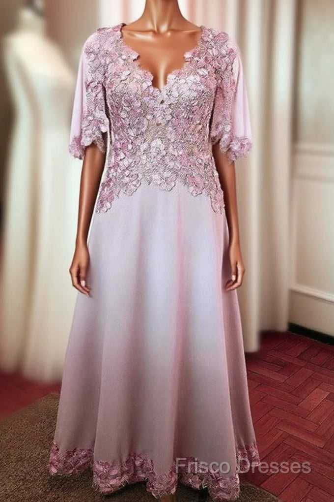 Sleeved Mother Of The Bride Dress With 3D Flowers Main image