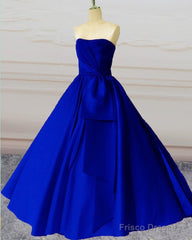 Sleeveless Ball Gown Satin Dresses With Bow Sashes