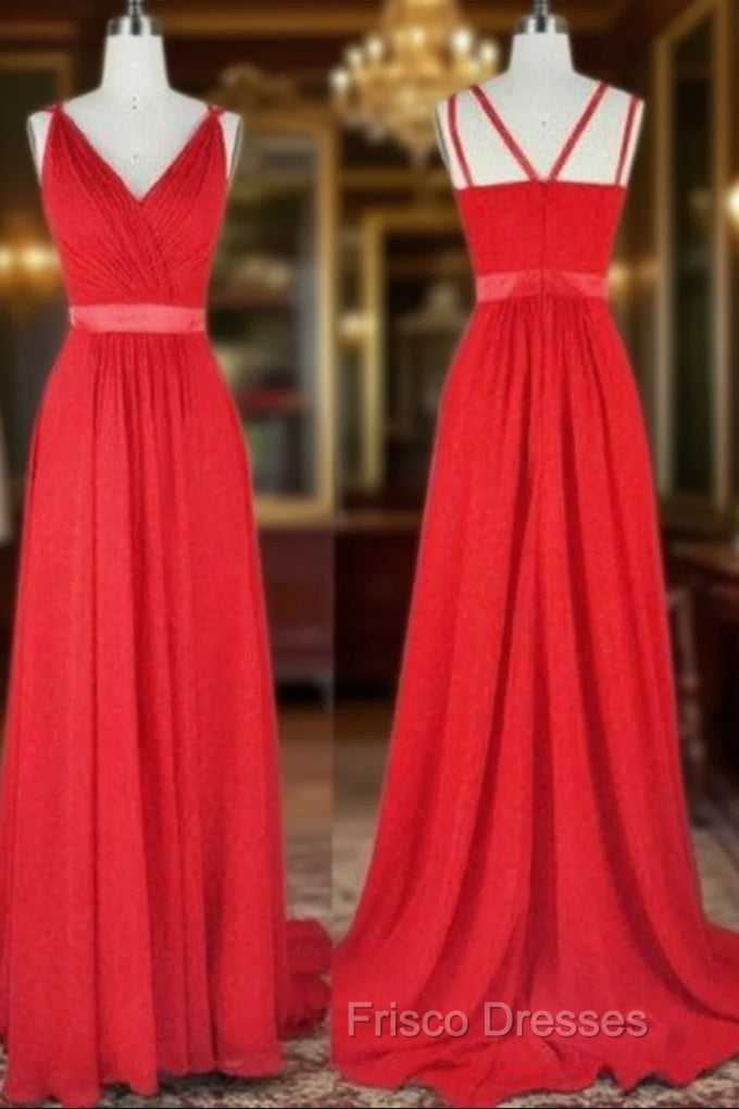 Sleeveless V-Neck Sweep Train A-Line/Princess Chiffon Bridesmaid Dress Main image