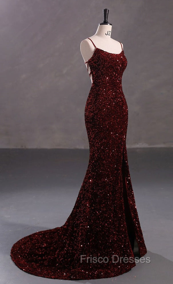 Slim Burgundy Shimmery Open Back Formal Formal Prom Evening Dress Secondary image