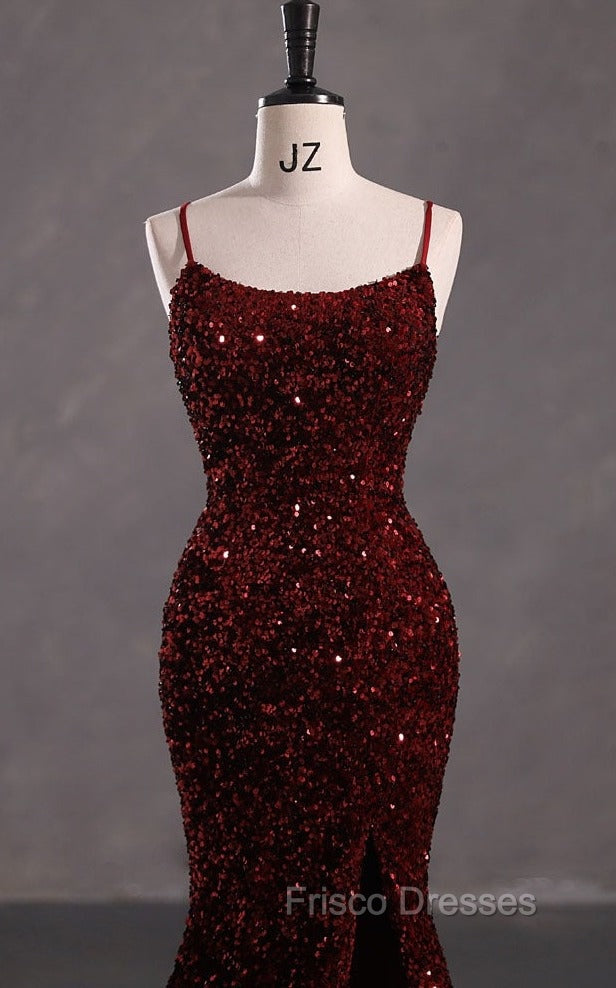 Slim Burgundy Shimmery Open Back Formal Formal Prom Evening Dress