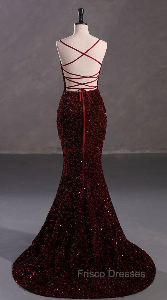 Slim Burgundy Shimmery Open Back Formal Formal Prom Evening Dress