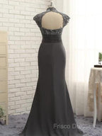 Slim Fit Column Chiffon Lace High Neck Short Sleeved And Floor Length Style Mother Of The Bride Dress