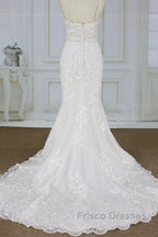 Spaghetti Strap Appliques Mermaid Wedding Dress