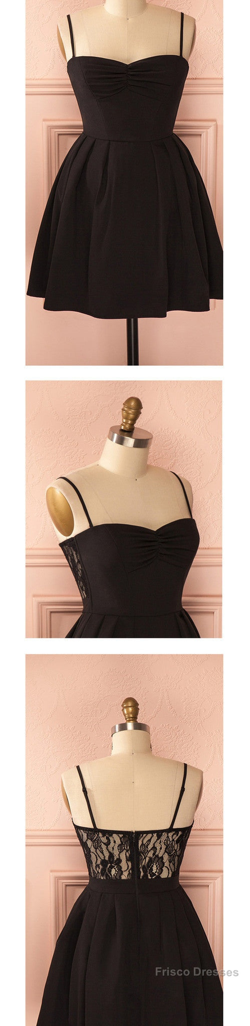 Spaghetti Strap Black Simple Lace Cheap Sexy Homecoming Dress Secondary image