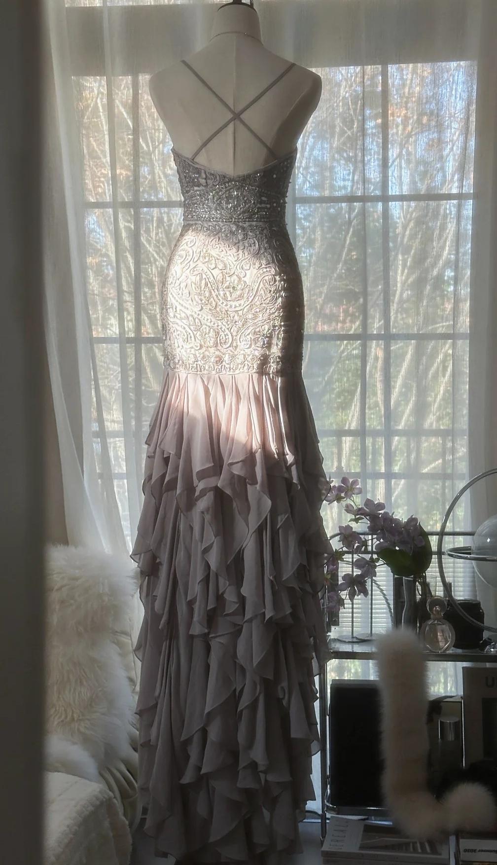 Elegant Purple Spaghetti Strap Appliques Bodycon Open Back Evening Dresses Chiffon Sequin Long Prom Dresses