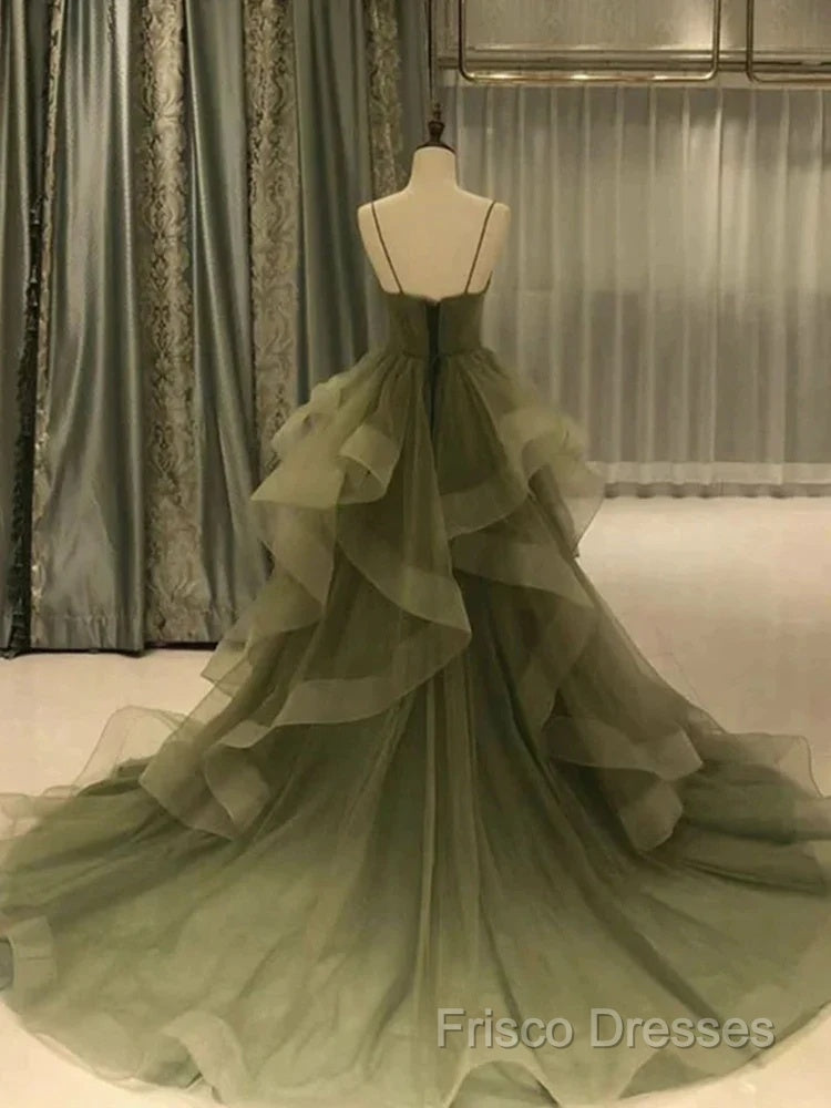 Spaghetti Strap Green A Line Long Formal Prom Dress Formal Gown Party Dress Secondary image