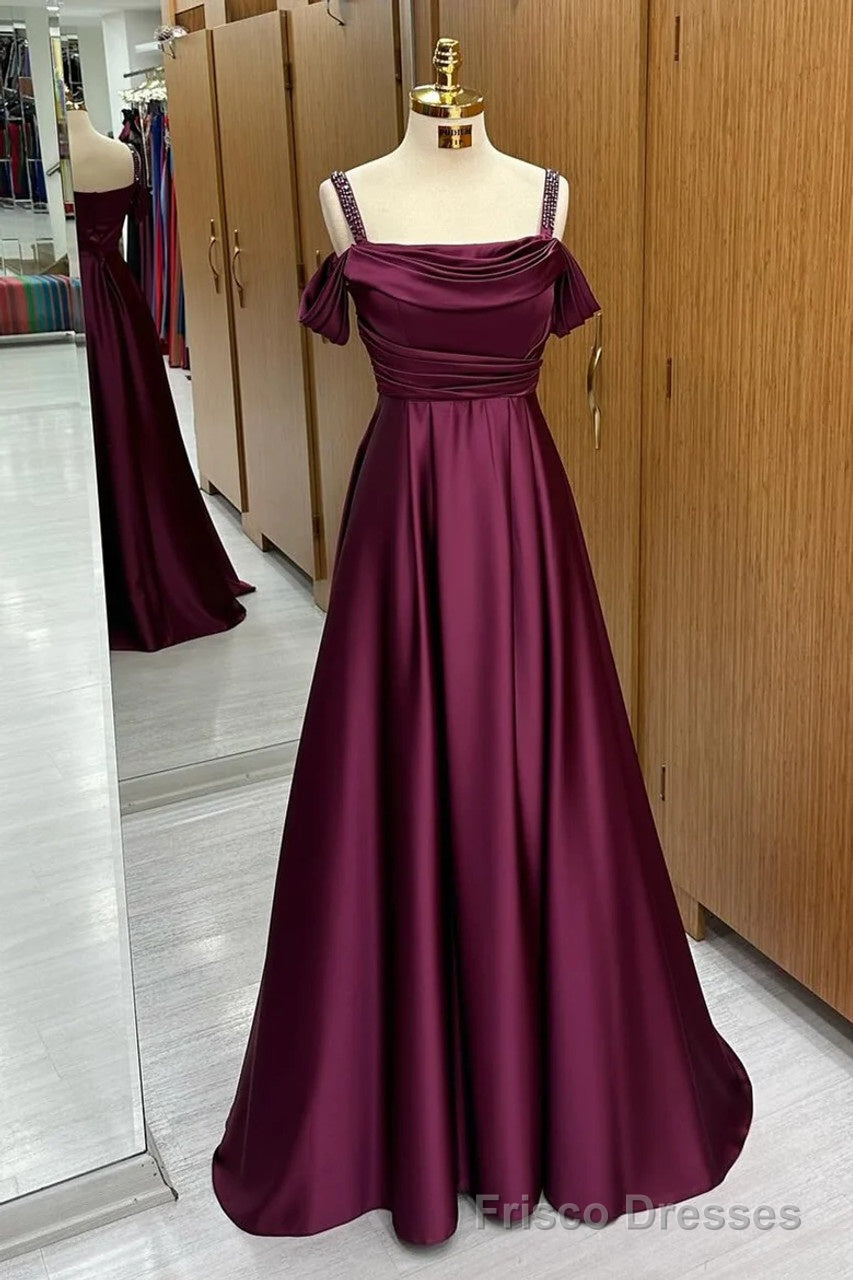 Spaghetti Strap V Neck Grape Prom Dress Beading Formal Party Dresses Main image