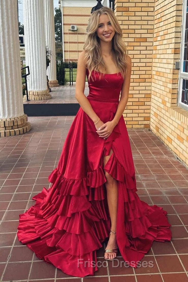 strapless open back dress Black Long Sleeves Prom Dress with Leg Split Side – loveangeldress main image 0