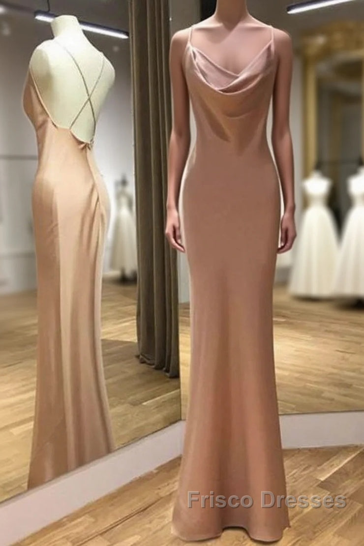 Spaghetti Straps Backless Mermaid Long Formal Prom Dress Evening Dress, Main image