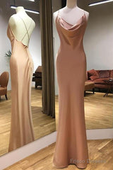 Spaghetti Straps Backless Mermaid Long Prom Dress Evening Dress,