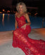 Spaghetti Straps Birthday Party Dresses Red Lace Prom Dresses