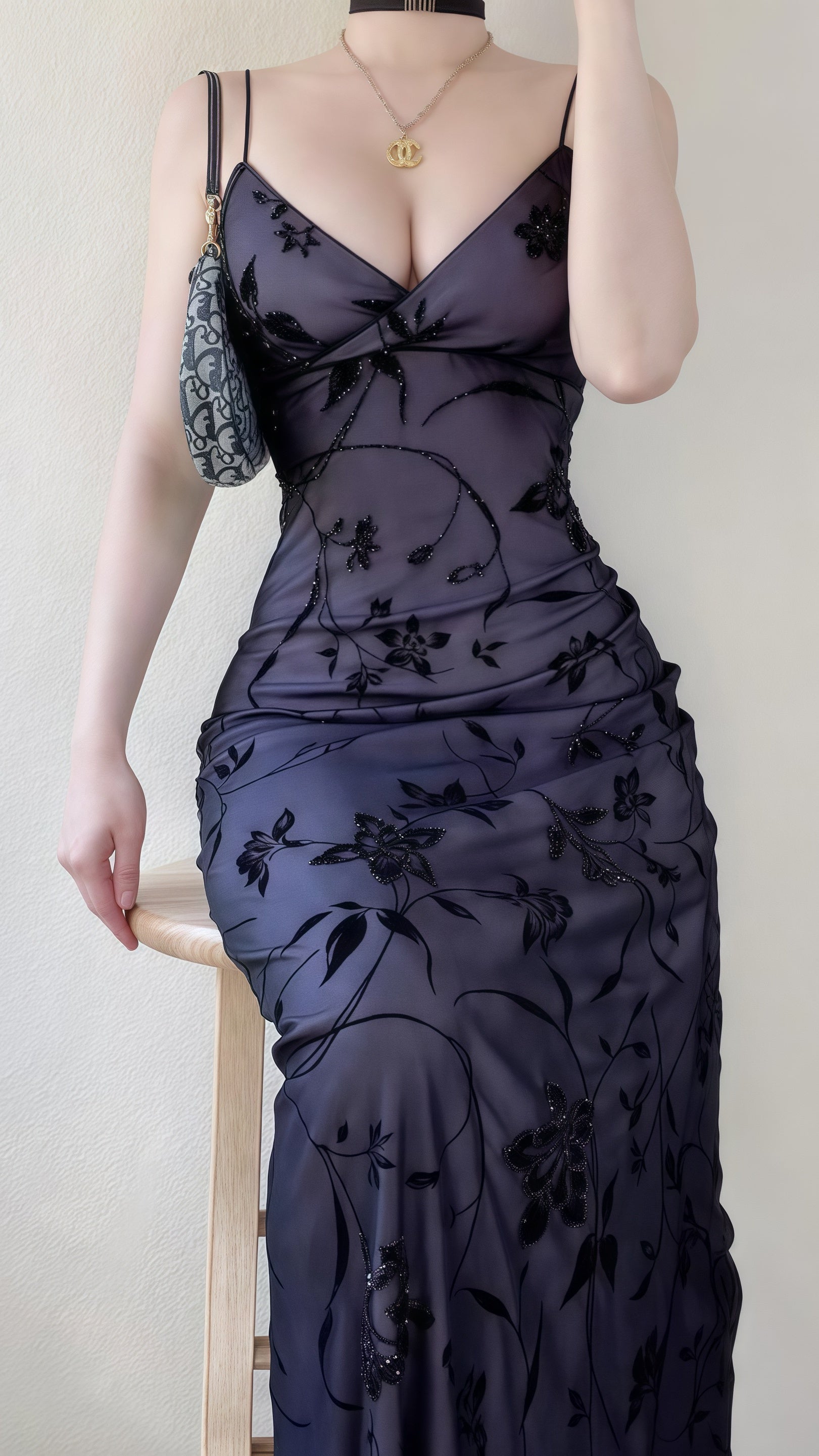Spaghetti Straps Bodycon Lace Floral Prom Dress