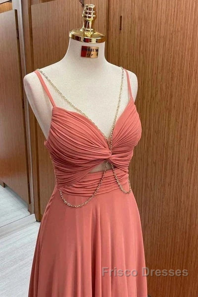 Spaghetti-Straps Chiffon Sweetheart Sleeveless A-Line Formal Prom Dress